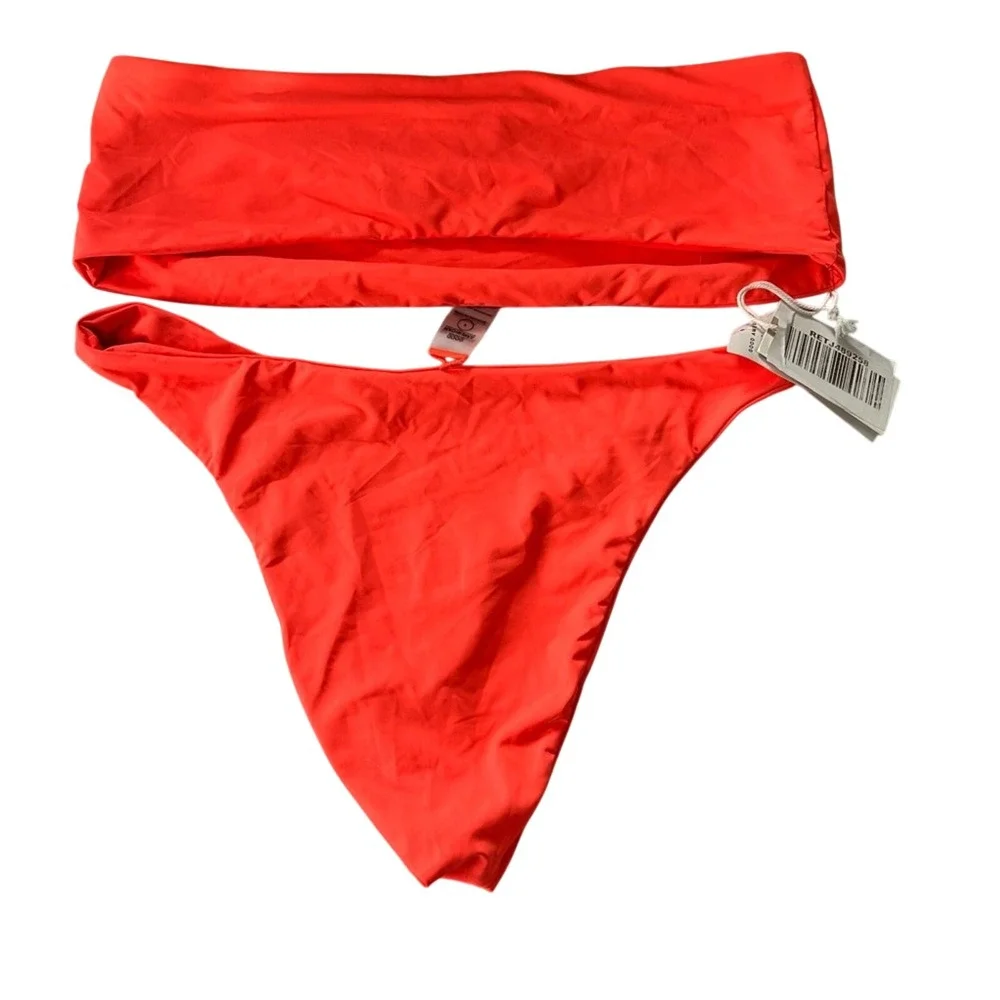 NWT Good American Better Band Bikini Top‎ and Bottoms Hot Coral XL size 4